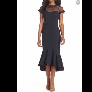 Maggy London illusion flounce hem mid-length dress